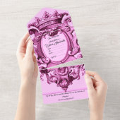 Pink Crown Royal Princess Sweet 16 All In One Uitnodiging (Afscheurbaar)