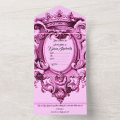 Pink Crown Royal Princess Sweet 16 All In One Uitnodiging (Binnen)