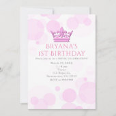 Pink Crown & Stippen Royal Birthday Party Uitnodig Kaart (Voorkant)