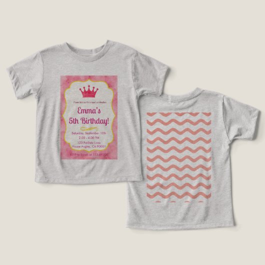 Pink Crown verjaardagsuitnodiging | tovenarij (Ontwerp Voorkant & Achterkant)