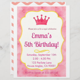 Pink Crown verjaardagsuitnodiging | tovenarij Briefhoofd