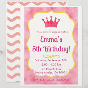 Pink Crown verjaardagsuitnodiging tovenarij Briefhoofd