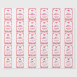 Pink Crown verjaardagsuitnodiging | tovenarij Cadeaupapier