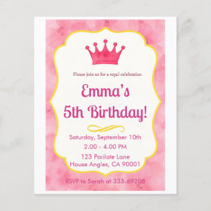 Pink Crown verjaardagsuitnodiging   tovenarij Flyer