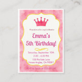 Pink Crown verjaardagsuitnodiging | tovenarij Informatiekaartje (Voorkant)