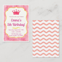 Pink Crown verjaardagsuitnodiging | tovenarij Informatiekaartje