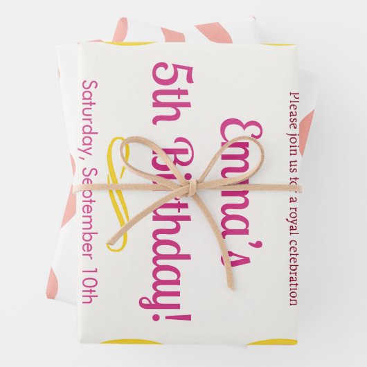 Pink Crown verjaardagsuitnodiging | tovenarij Inpakpapier Vel (In situ)