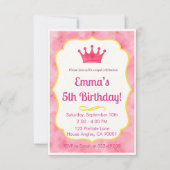 Pink Crown verjaardagsuitnodiging | tovenarij RSVP Kaartje (Voorkant)