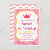 Pink Crown verjaardagsuitnodiging | tovenarij RSVP Kaartje (Voorkant / Achterkant)