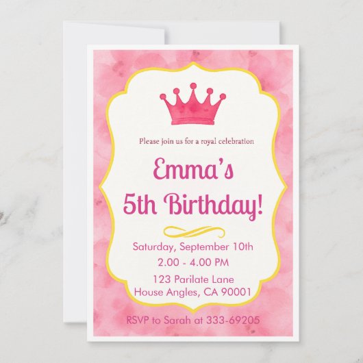 Pink Crown verjaardagsuitnodiging | tovenarij Save The Date (Voorkant)