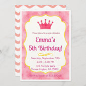 Pink Crown verjaardagsuitnodiging | tovenarij Save The Date (Voorkant / Achterkant)