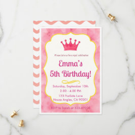 Pink Crown verjaardagsuitnodiging | tovenarij Save The Date