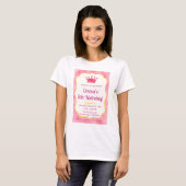 Pink Crown verjaardagsuitnodiging | tovenarij T-shirt (Voorkant volledig)