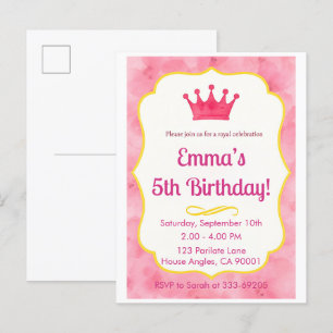 Pink Crown verjaardagsuitnodiging   tovenarij Uitnodiging Briefkaart
