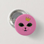 Pink Crowned Cat Button (Voorkant /achterkant)