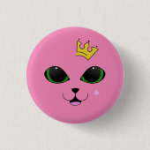 Pink Crowned Cat Button (Voorkant)
