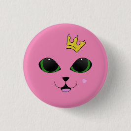 Pink Crowned Cat Button