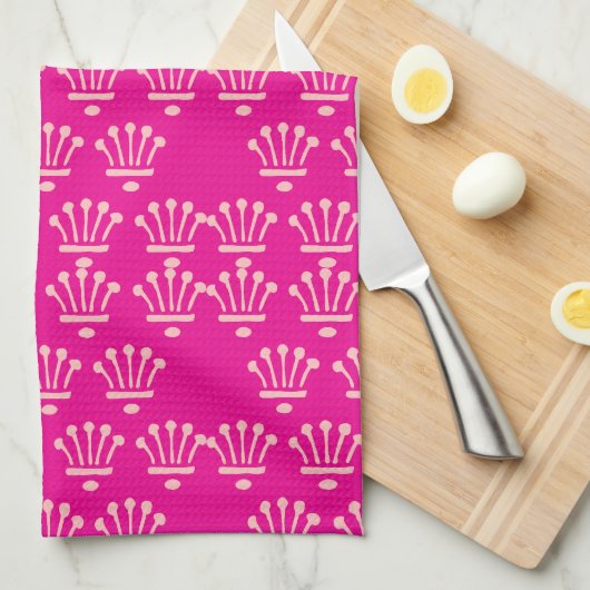 Pink Crowns Hot Pink Theedoek (Quarter Fold)