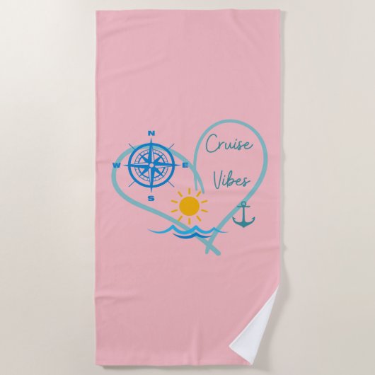 Pink Cruise Vibes Strandlaken (Voorkant)
