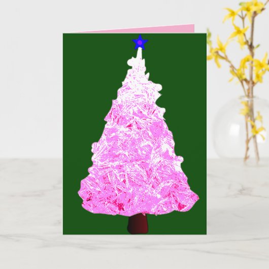 Pink Crystal Christmas Tree Kaart (Gele Bloem)