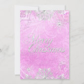 Pink Crystal Snowflake Bow kerstparty Invite Kaart (Achterkant)