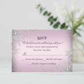Pink Crystal Snowflake Kerstfeest RSVP (Staand voorkant)