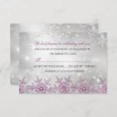 Pink Crystal Snowflake Kerstfeest RSVP (Voorkant / Achterkant)