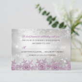 Pink Crystal Snowflake Kerstfeest RSVP (Staand voorkant)