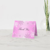 Pink Crystal Snowflake Winter Wonderland Bedankt (Voorkant)