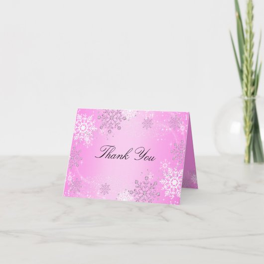 Pink Crystal Snowflake Winter Wonderland Bedankt (Voorkant)