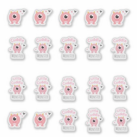 Pink Cuddle Monster Stickers (Voorkant)