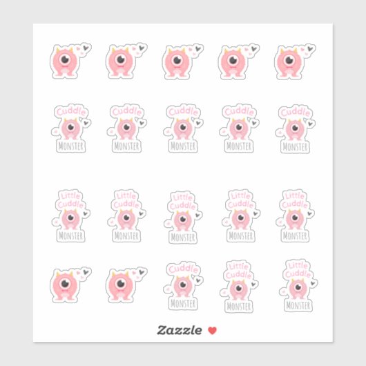 Pink Cuddle Monster Stickers (Vel)