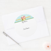 Pink Cupcake 8 Candles Birthday Hello Name  Ronde Sticker (Envelop)