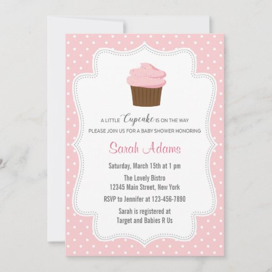 Pink Cupcake Baby shower Uitnodiging (Voorkant)