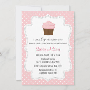 Pink Cupcake Baby shower Uitnodiging