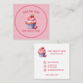 Pink Cupcake Bakery Business Card | Editable Text Vierkante Visitekaartje (Voorkant / Achterkant)