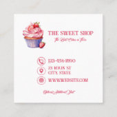 Pink Cupcake Bakery Business Card | Editable Text Vierkante Visitekaartje (Achterkant)