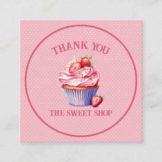 Pink Cupcake Bakery Business Card | Editable Text Vierkante Visitekaartje (Voorkant)