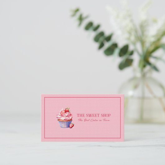 Pink Cupcake Bakery QR Code Business Card Visitekaartje (Staand voorkant)