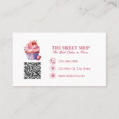 Pink Cupcake Bakery QR Code Business Card Visitekaartje (Achterkant)