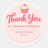 Pink Cupcake Bakery Thank You Ronde Sticker (Voorkant)
