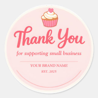 Pink Cupcake Bakery Thank You Ronde Sticker