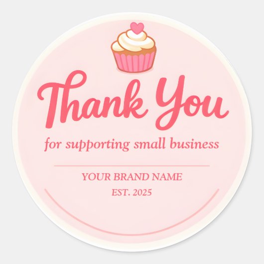 Pink Cupcake Bakery Thank You Ronde Sticker (Voorkant)
