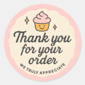 Pink Cupcake baking Thank You Sticker  (Voorkant)