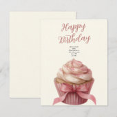 Pink cupcake Birthday Celebration invitation Notitiekaartje (Voorkant / Achterkant)