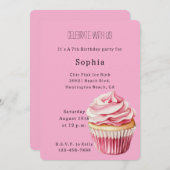 Pink Cupcake Birthday Kaart (Voorkant / Achterkant)