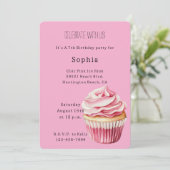 Pink Cupcake Birthday Kaart (Staand voorkant)