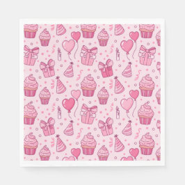 Pink Cupcake Birthday Napkins Servet
