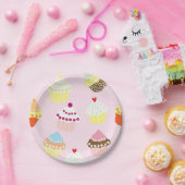 Pink Cupcake Birthday Party Papieren Bordje (Feest)