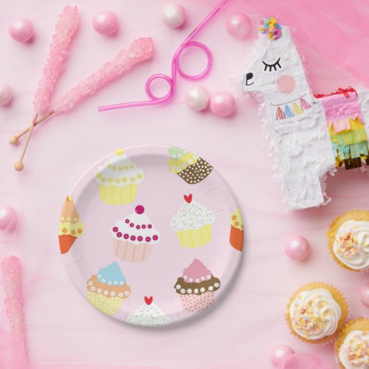 Pink Cupcake Birthday Party Papieren Bordje (Feest)